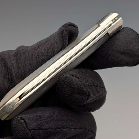 1913 British antique white mother-of-pearl handle, pure silver blade penknife by Thomas Marples