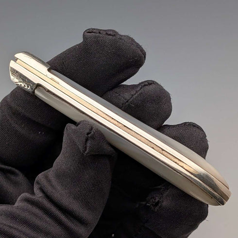 1913 British antique white mother-of-pearl handle, pure silver blade penknife by Thomas Marples