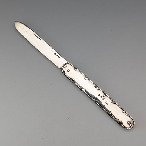 1898 British antique sterling silver handle and blade penknife in case James Deakin & Sons