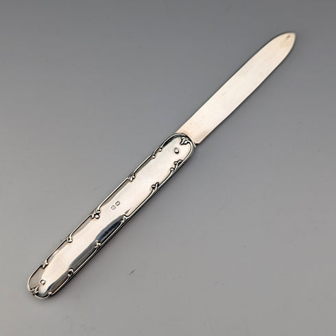 1898 British antique sterling silver handle and blade penknife in case James Deakin & Sons