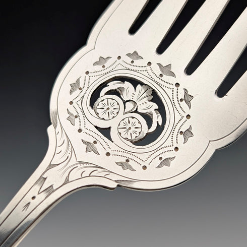 古董英國銀盤魚餐具組(附盒)