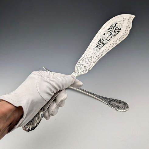 古董英國銀盤魚餐具組(附盒)