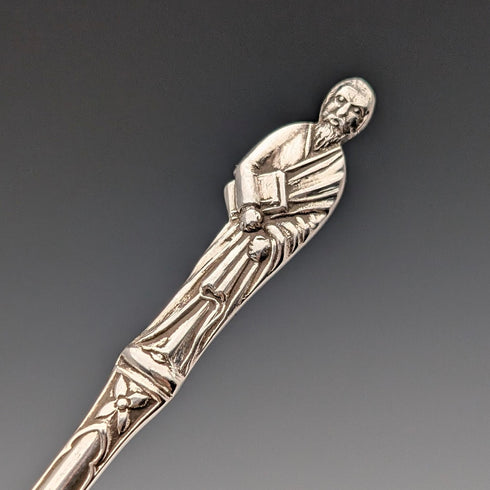 1899年 英国アンティーク 純銀製アポストロ ティースプーン6本&シュガートングセット 計106g ケース入 Harrison Brothers&Howson