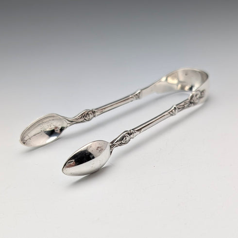 1899年 英国アンティーク 純銀製アポストロ ティースプーン6本&シュガートングセット 計106g ケース入 Harrison Brothers&Howson