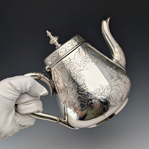 19 世紀晚期英國古董銀盤茶壺 Mappin Brothers