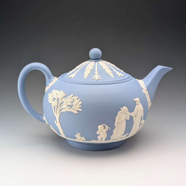 British Vintage Wedgwood Teapot Jasperware Pale Blue
