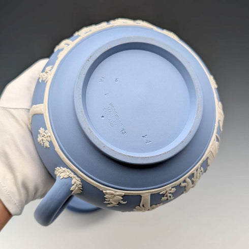 英國復古韋奇伍德茶壺 Jasperware 淡藍色