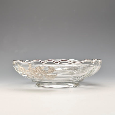 復古美國銀質隔層碗,紫外線發光玻璃