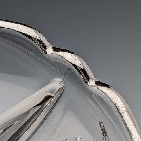 Vintage American Silver Overlay Divided Bowl with UV Glow Glass