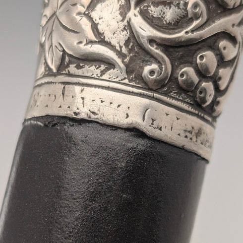 約 1900 年英國古董黑軸純銀圓柄手杖 88 厘米