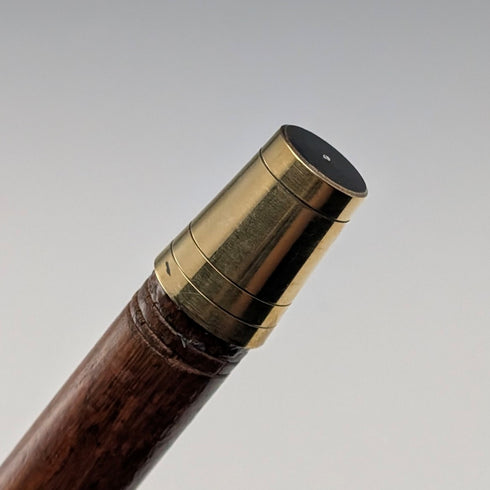 1921年頃 英国アンティーク ブラウンシャフト 曲がりハンドル 純銀装飾 ステッキ 杖 88cm