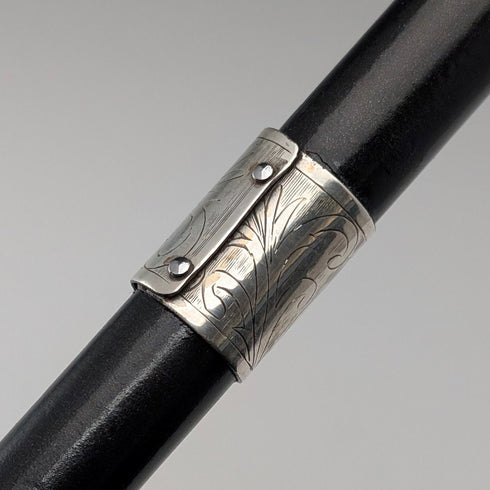 1920 年代至 1930 年代英國復古黑軸彎柄純銀裝飾手杖 78 厘米