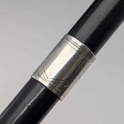 1920 年代至 1930 年代英國復古黑軸彎柄純銀裝飾手杖 78 厘米