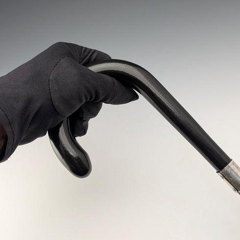 1920 年代至 1930 年代英國復古黑軸彎柄純銀裝飾手杖 78 厘米