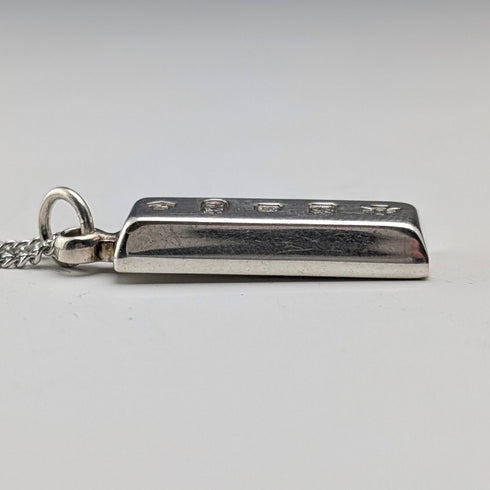 2000年 英国 純銀製 インゴットペンダント計10.3g 純銀ネックレス付 RC