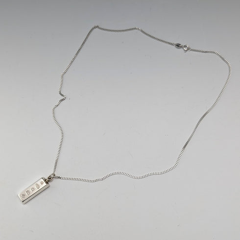 2000年 英国 純銀製 インゴットペンダント計10.3g 純銀ネックレス付 RC