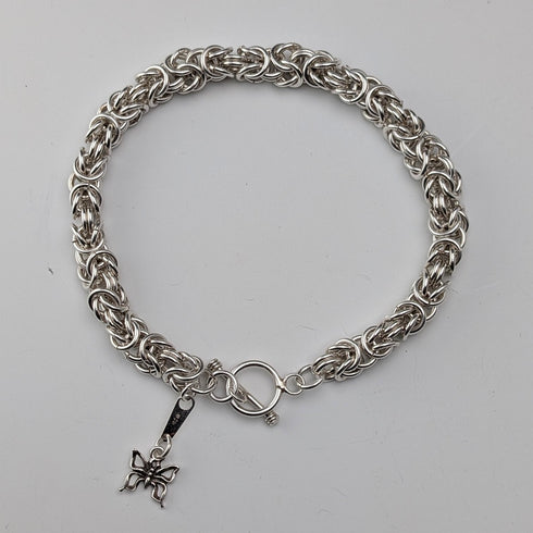 ヴィンテージ 純銀製 ビザンチンチェーン ブレスレット 21g