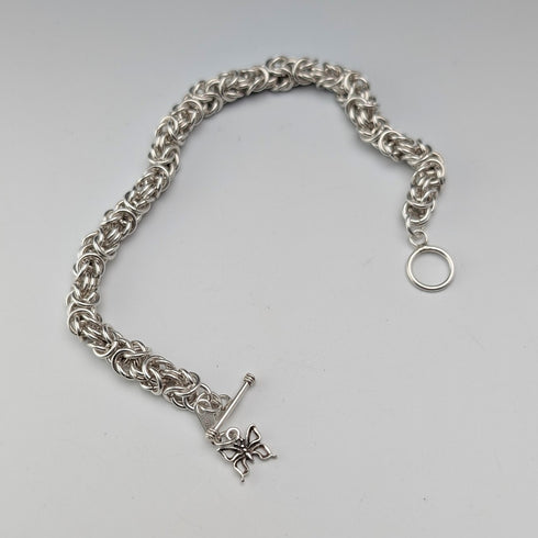 ヴィンテージ 純銀製 ビザンチンチェーン ブレスレット 21g