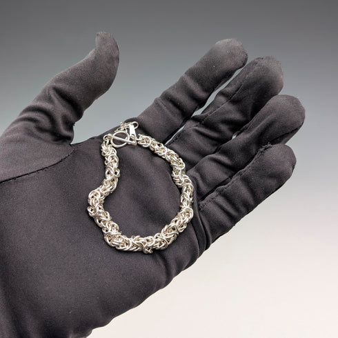 ヴィンテージ 純銀製 ビザンチンチェーン ブレスレット 21g