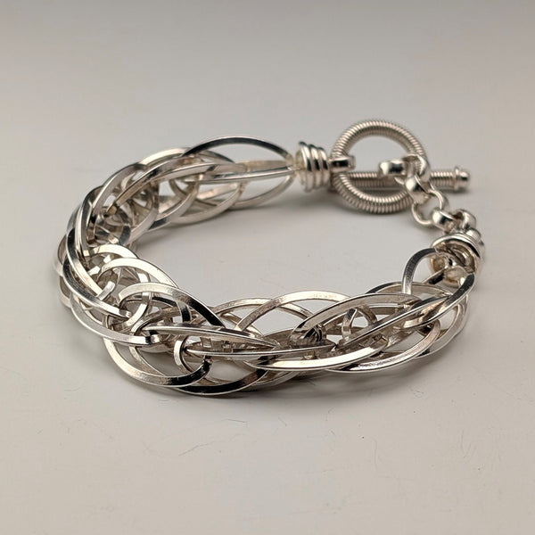 Vintage sterling silver extra thick weave chain bracelet 31g