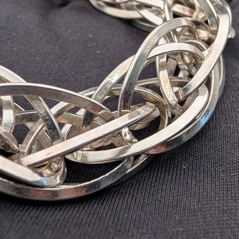 ヴィンテージ 純銀製 極太ウィーブチェーン ブレスレット 31g