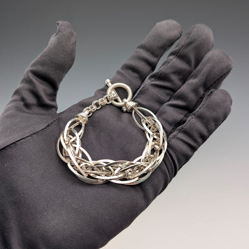 ヴィンテージ 純銀製 極太ウィーブチェーン ブレスレット 31g