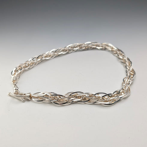 ヴィンテージ 純銀製 極太ウィーブチェーン ネックレス 88g