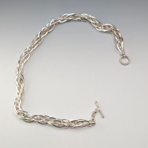 ヴィンテージ 純銀製 極太ウィーブチェーン ネックレス 88g