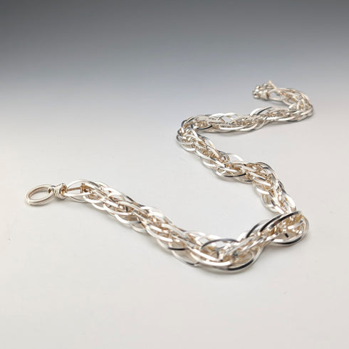 ヴィンテージ 純銀製 極太ウィーブチェーン ネックレス 88g