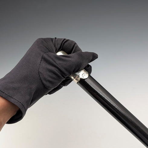 1900年頃 英国アンティーク ブラックシャフト 純銀製ロンデルハンドル ステッキ 90cm
