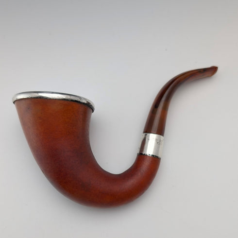 【ご注文品】1910年 英国アンティーク 純銀装飾 キャラバッシュパイプ SINGLETON&COLE