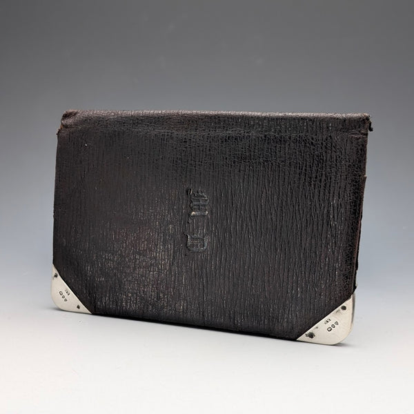 1895 British Antique Sterling Silver Leather Bifold Wallet by Henry Marshall