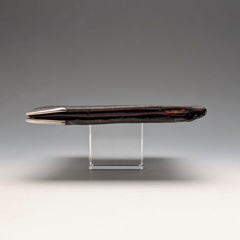 1895年英國古董純銀皮革雙折錢包,亨利馬歇爾設計