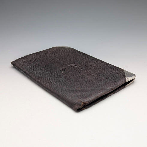 1895年英國古董純銀皮革雙折錢包,亨利馬歇爾設計