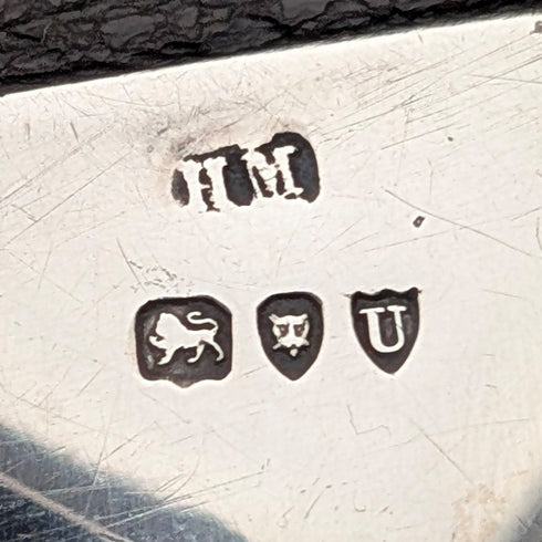 1895年英國古董純銀皮革雙折錢包,亨利馬歇爾設計