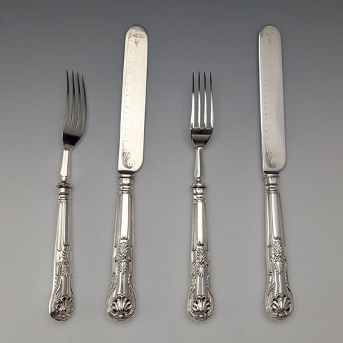 1836年 英国アンティーク 純銀ハンドル デザートカトラリー2ペア Charles Needham