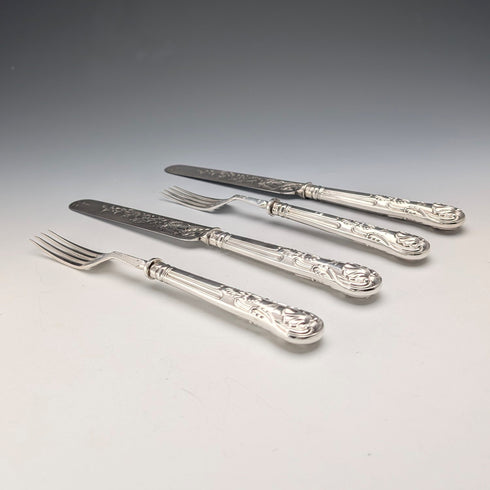 1836年 英国アンティーク 純銀ハンドル デザートカトラリー2ペア Charles Needham