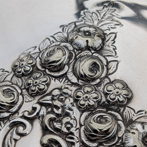 英国アンティーク 後期ビクトリアン シルバープレート製 可動ハンドルバスケット