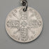 1923 British Antique Sterling Silver Double Albert Chain, 56g, 1 Florin Coin Fob, Britton & Sons