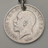 1923 British Antique Sterling Silver Double Albert Chain, 56g, 1 Florin Coin Fob, Britton & Sons