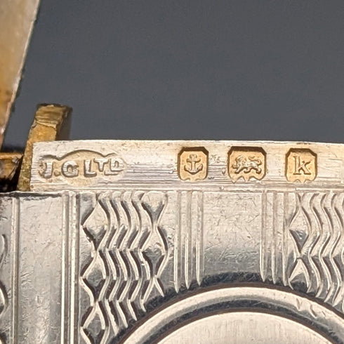 1920年英國古董純銀阿爾伯特鏈,52克,配純銀維斯塔鏈盒