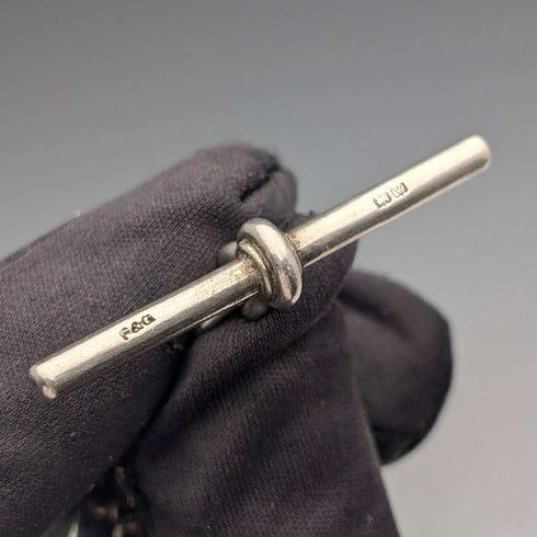 1920年 英国アンティーク 純銀製アルバートチェーン 52g 純銀製ヴェスタケース付
