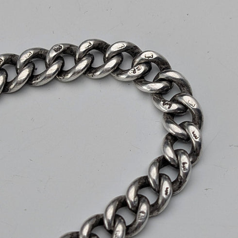 1920年英國古董純銀阿爾伯特鏈,52克,配純銀維斯塔鏈盒