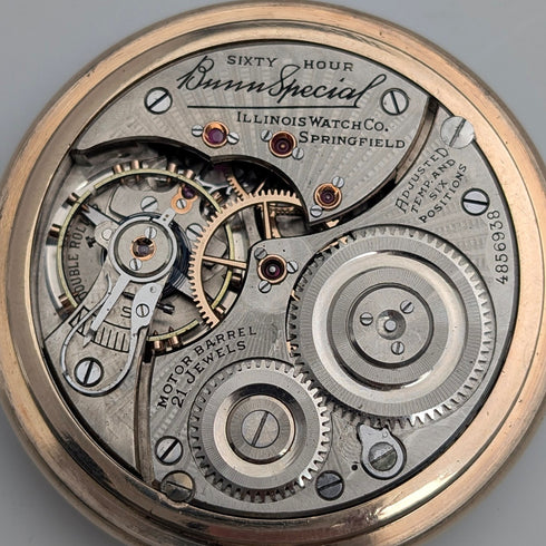 1927年 米国イリノイ バン・スペシャル 60時間駆動 金張りケース 懐中時計 鉄道時計 動作良好
