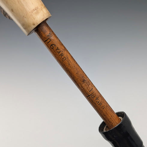 19世紀後半 英国アンティーク ブラックシャフト ホースメジャー付きステッキ アントラーハンドル 93cm