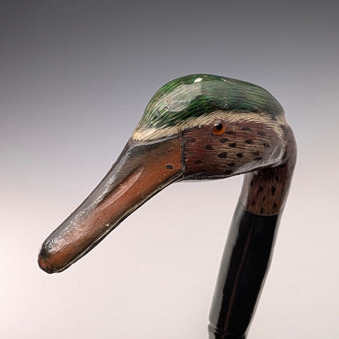 英國復古扭曲黑色桿手杖,配彩繪鴨頭手柄,94 厘米