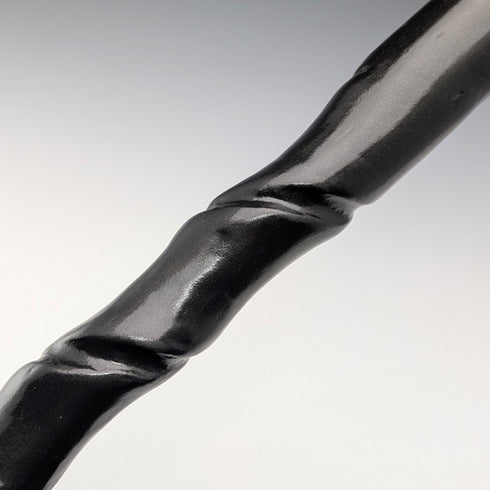 British vintage twisted black shaft walking stick with painted duckhead handle, 94cm