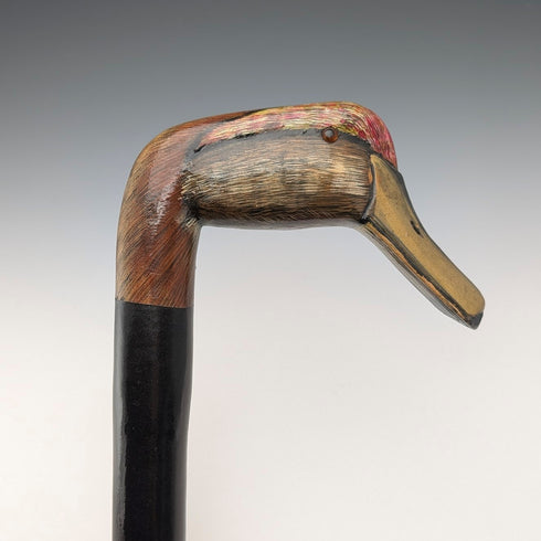 英國復古粗黑桿手杖,配彩繪鴨嘴柄,94厘米