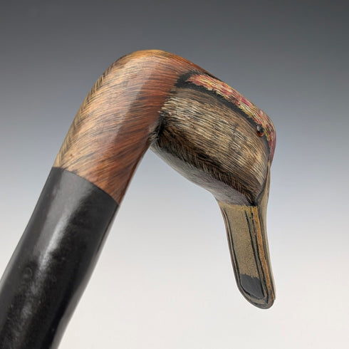 英國復古粗黑桿手杖,配彩繪鴨嘴柄,94厘米