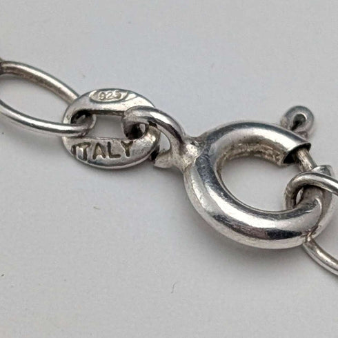 British Vintage Sterling Silver Oval Locket Pendant with Sterling Silver Necklace, 20g Total, JAM